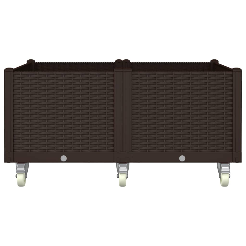 vidaXL Ζαρντινιέρα Κήπου με Ροδάκια Καφέ 100x80x54εκ. Πολυπροπυλένιο
