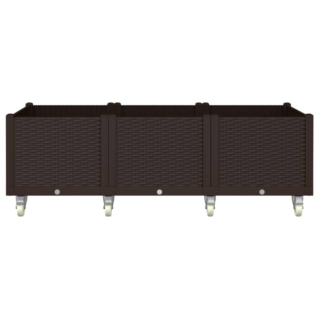 vidaXL Ζαρντινιέρα Κήπου με Ροδάκια Καφέ 150x80x54εκ. Πολυπροπυλένιο