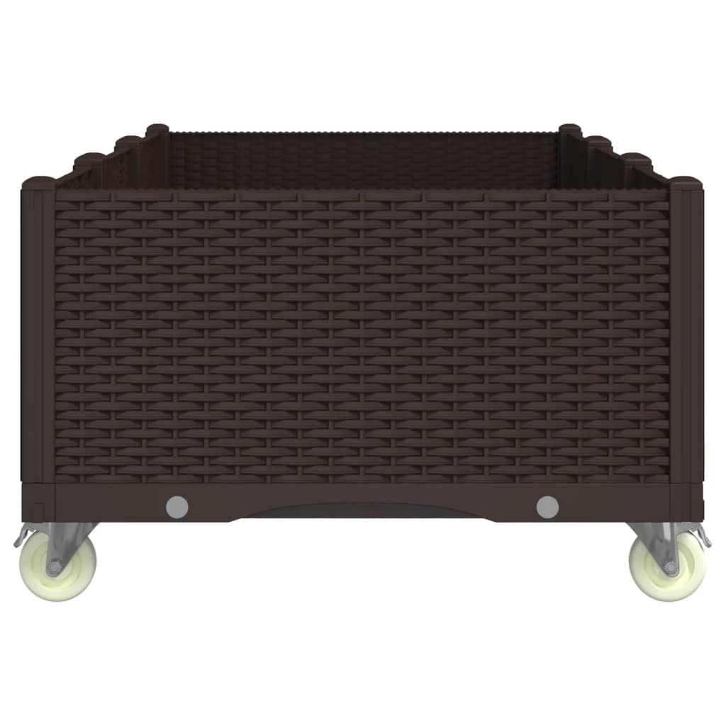 vidaXL Ζαρντινιέρα Κήπου με Ροδάκια Καφέ 150x80x54εκ. Πολυπροπυλένιο
