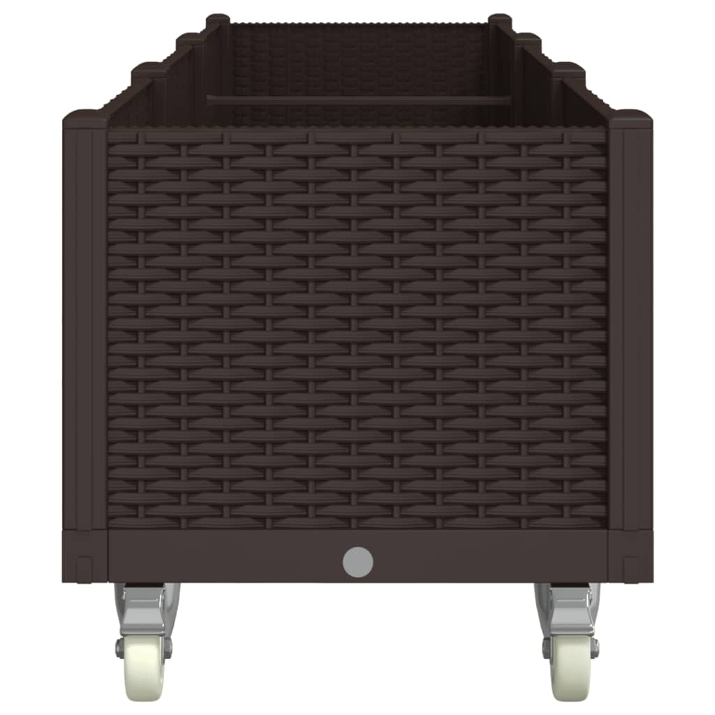 vidaXL Ζαρντινιέρα Κήπου με Ροδάκια Καφέ 240x50x54 εκ. Πολυπροπυλένιο