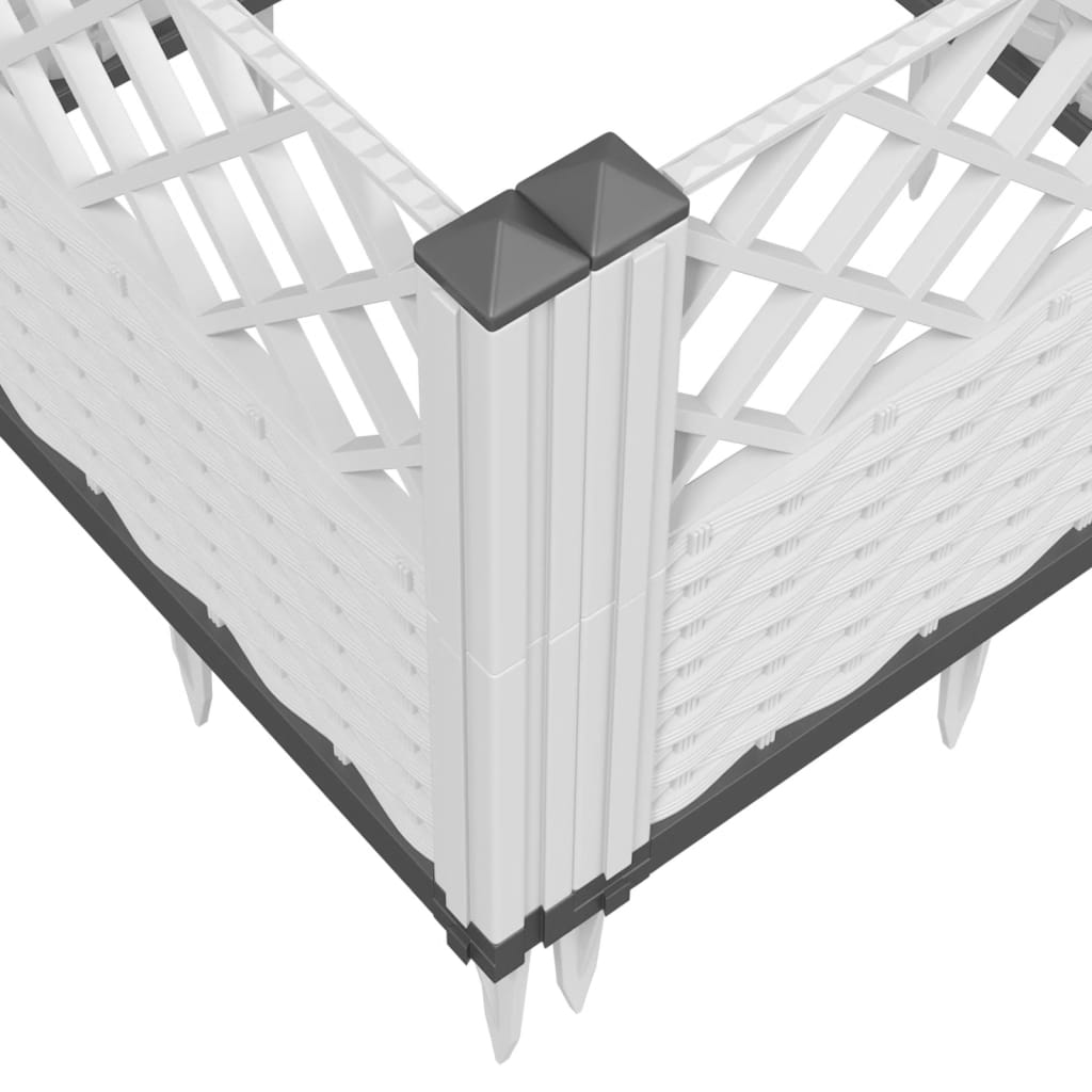vidaXL Ζαρντινιέρα με Πασσάλους Λευκή 123,5x43,5x43,5εκ Πολυπροπυλένιο