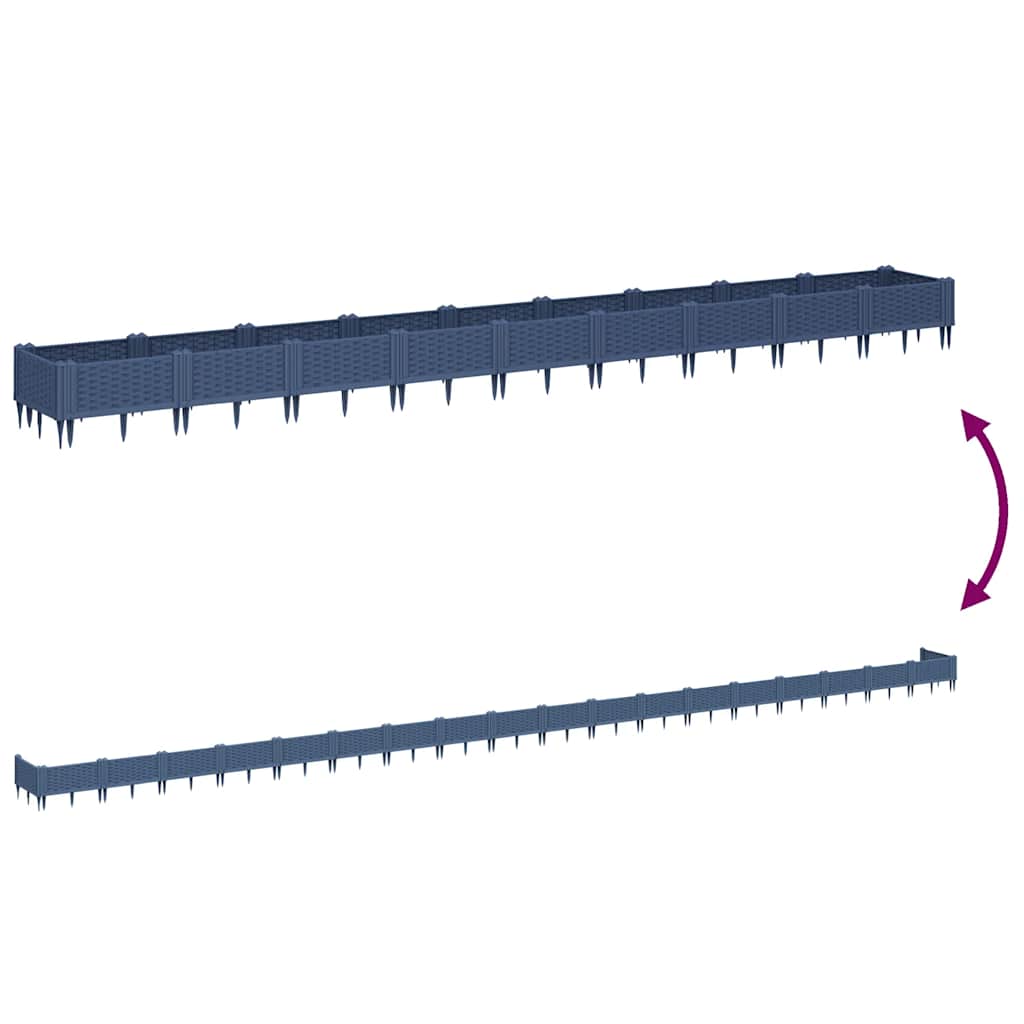 vidaXL Ζαρντινιέρα με Πασσάλους Μπλε Γκρι 362,5x42,5x28,5εκ. Πολυπροπυλένιο