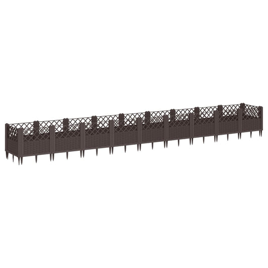vidaXL Ζαρντινιέρα με Πασσάλους Καφέ 363,5x43,5x43,5εκ. Πολυπροπυλένιο