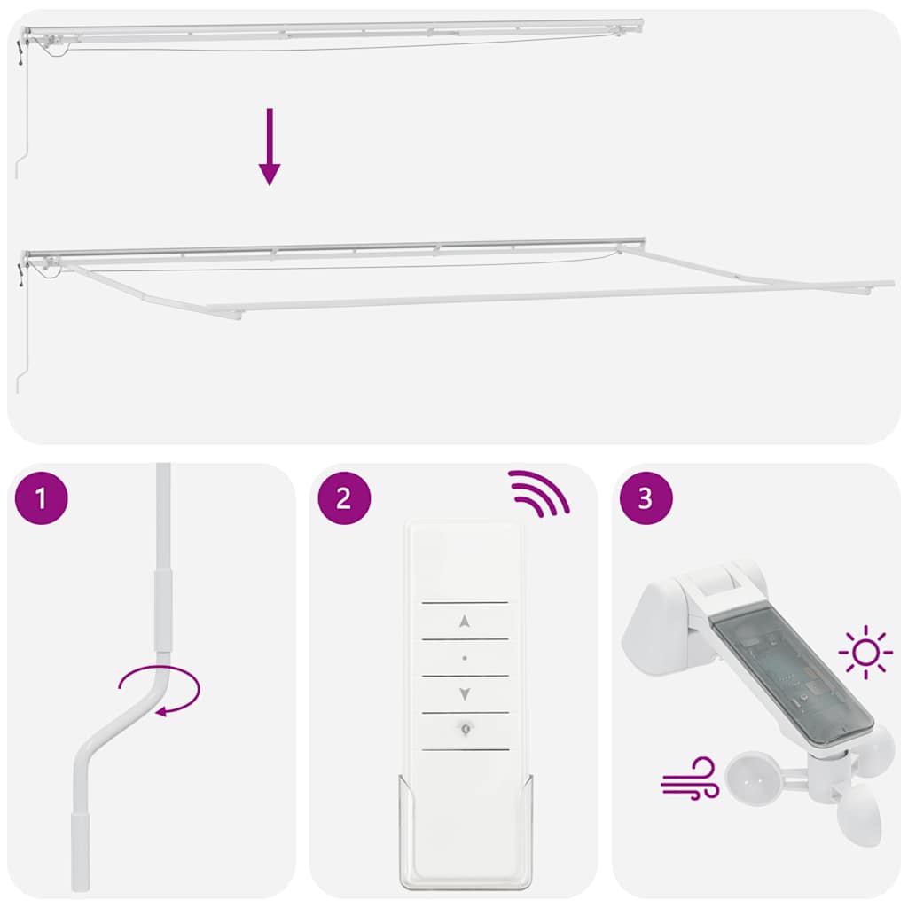 vidaXL Τέντα Πτυσσόμενη Αυτόματη με LED Μπορντό 600x300 εκ.