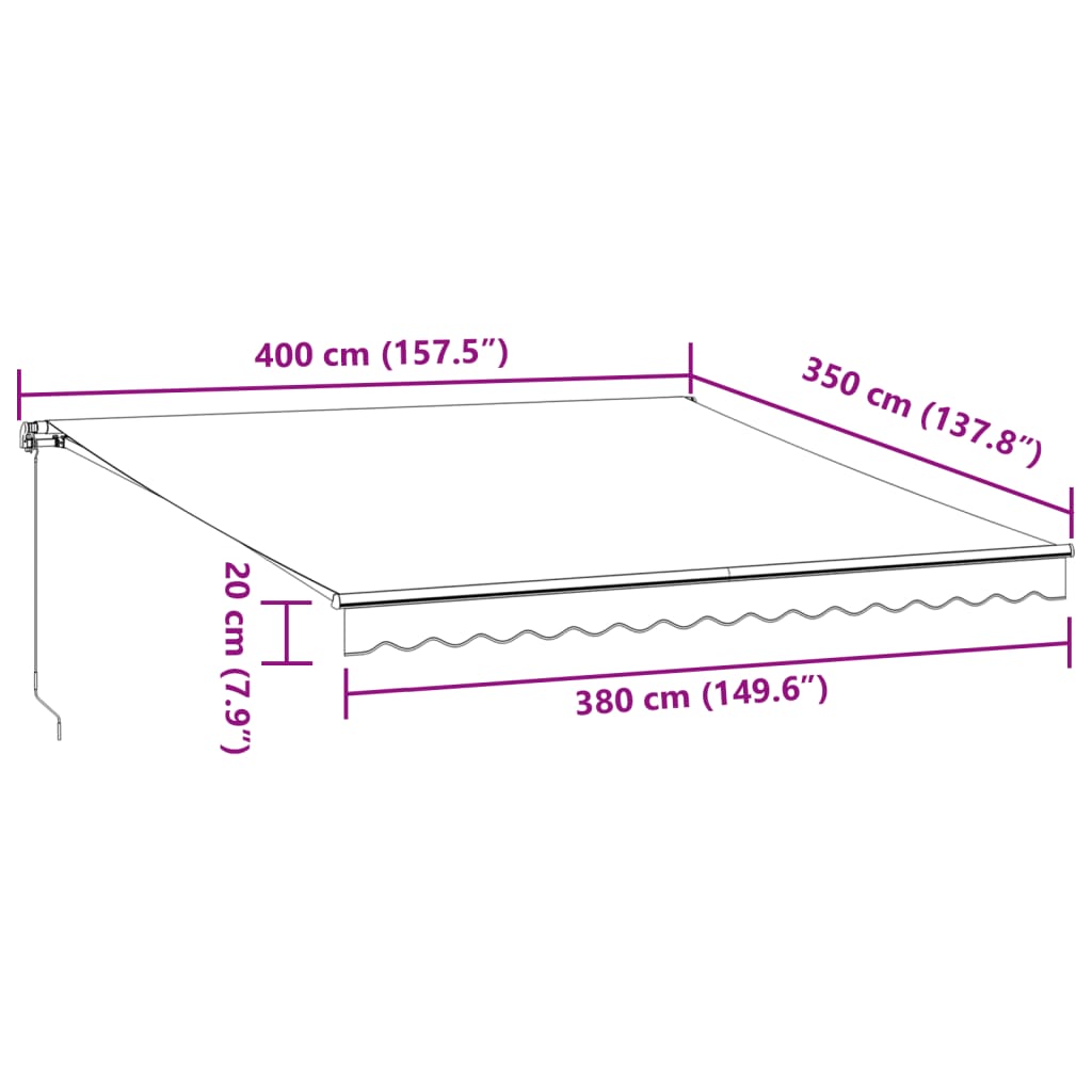 vidaXL Τέντα Πτυσσόμενη Χειροκίνητη με LED Μπορντό 400x350 εκ.