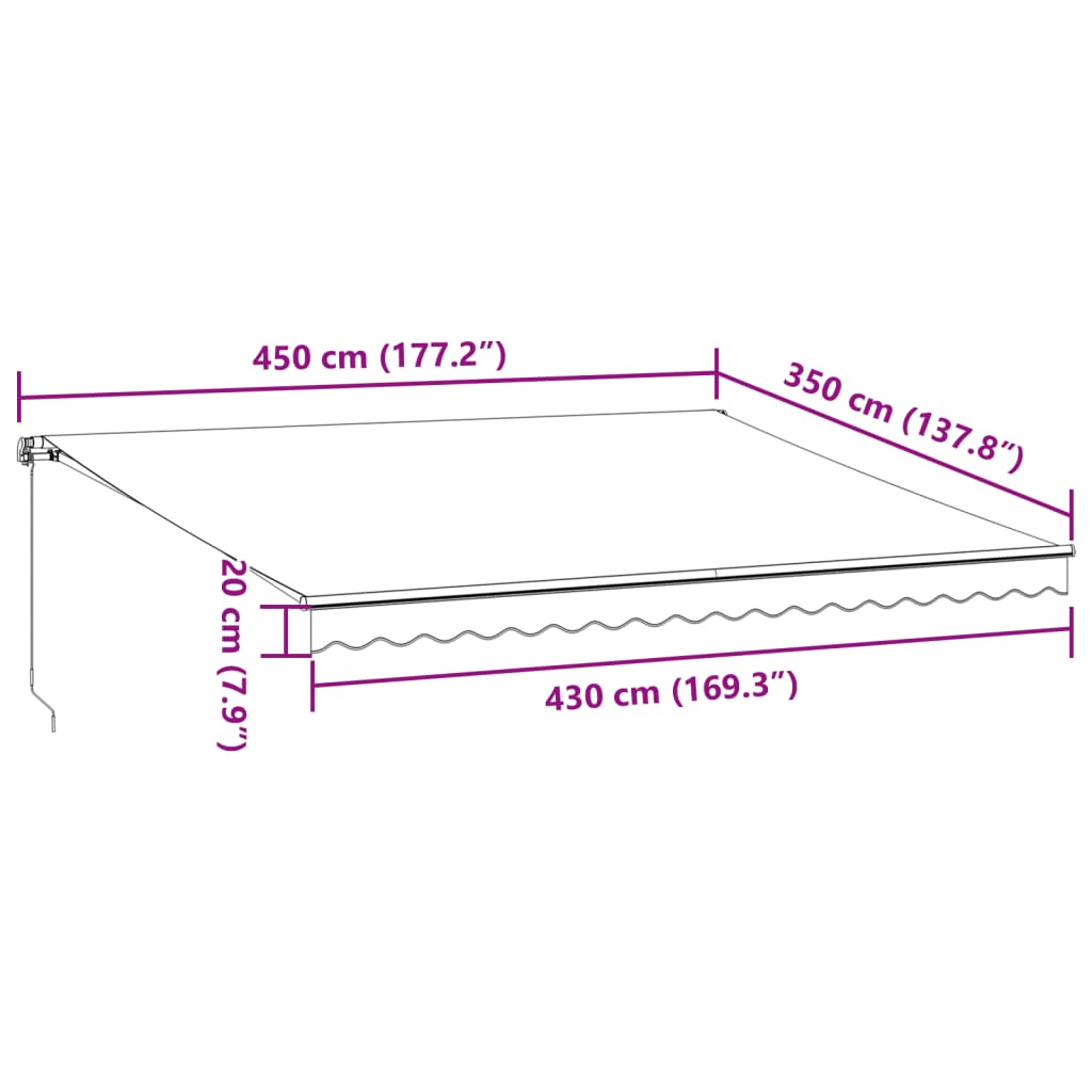 vidaXL Αναδιπλούμενη τέντα Μπορντό 450 x 350 εκ