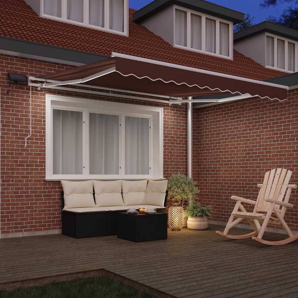 vidaXL Τέντα Πτυσσόμενη Χειροκίνητη με LED Καφέ 300x250 εκ.