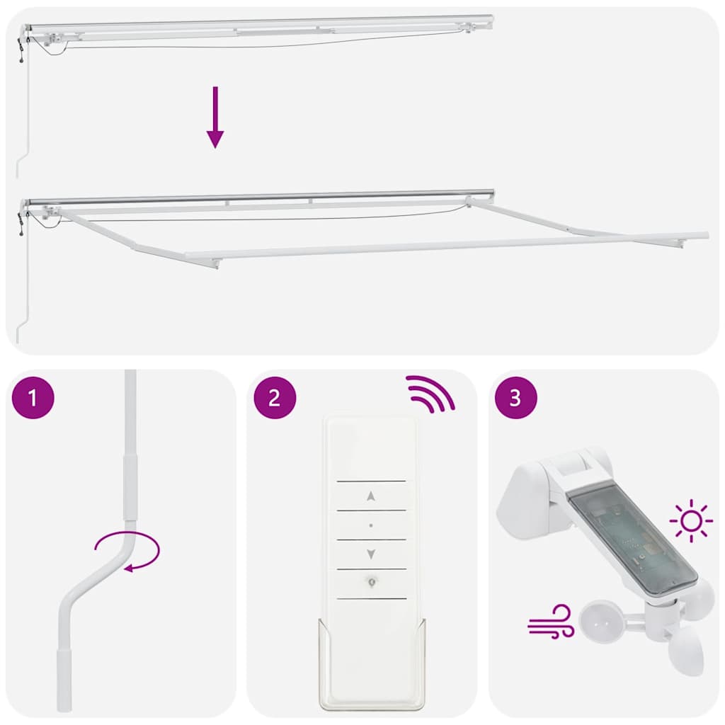 vidaXL Τέντα Πτυσσόμενη Αυτόματη με LED Ανθρακί / Λευκή 500x300 εκ.