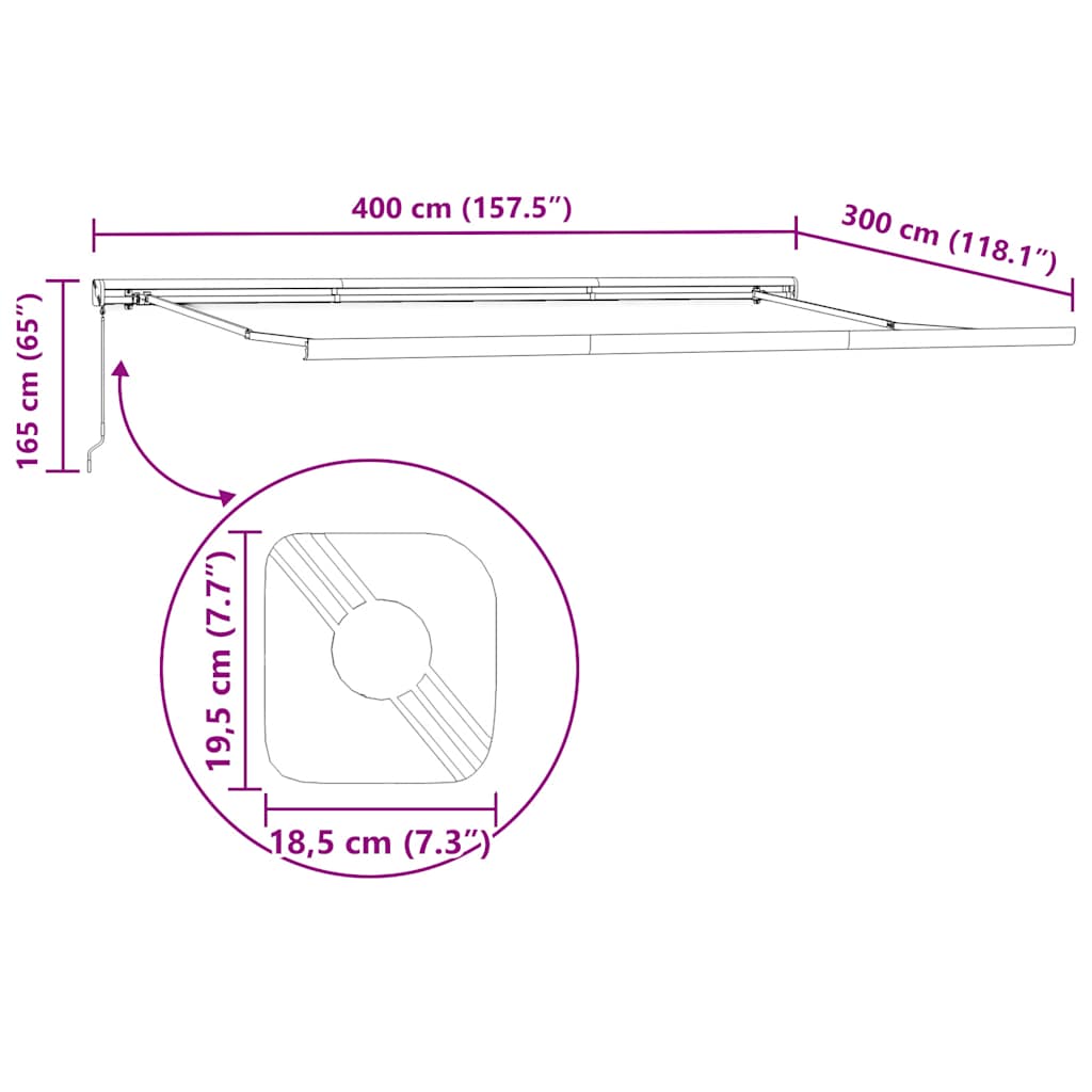 vidaXL Τέντα Πτυσσόμενη Ανθρακί και Λευκή 4x3 μ. Ύφασμα και Αλουμίνιο