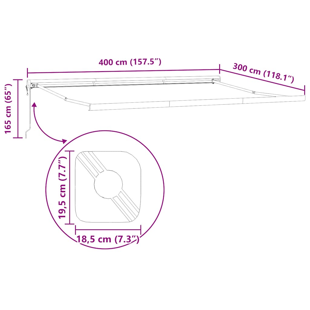 vidaXL Τέντα Πτυσσόμενη Ανθρακί και Λευκή 4x3 μ. Ύφασμα και Αλουμίνιο