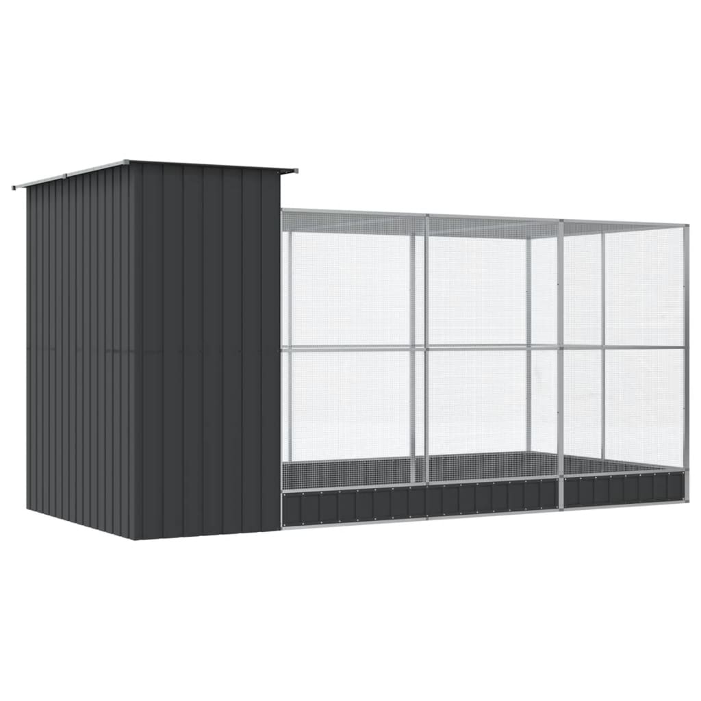 vidaXL Πτηνοθήκη με Προέκταση Ασημί 416x203x216 εκ. από Ατσάλι