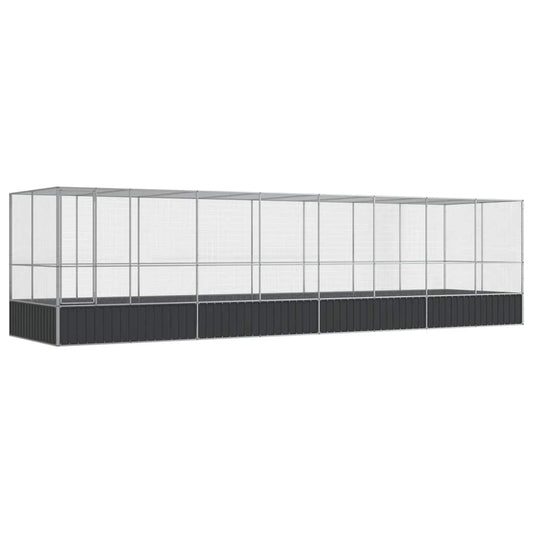 vidaXL Κλουβί με Επέκταση Ασημένιο 832x207x212 εκ. Ατσάλινο