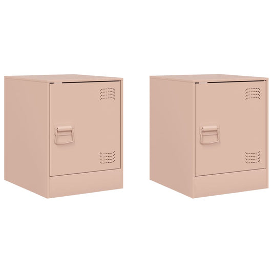 vidaXL Κομοδίνα 2 τεμ. Ροζ 34,5 x 39 x 44 εκ. από Χάλυβα