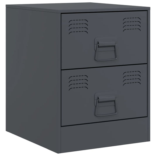 vidaXL Κομοδίνο Ανθρακί 34,5 x 39 x 44 εκ. από Χάλυβα