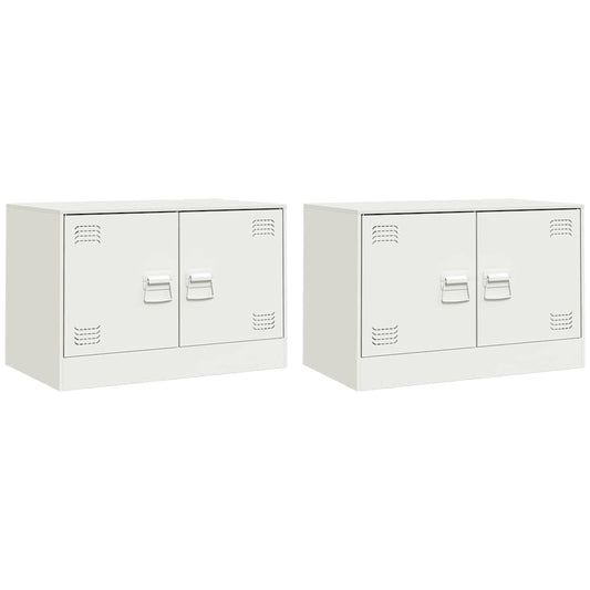 vidaXL Έπιπλα Τηλεόρασης 2 τεμ. Λευκό 67 x 39 x 44 εκ. από Χάλυβα