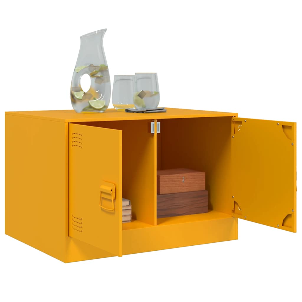 vidaXL Τραπέζι Κήπου Κίτρινο Μουσταρδί 67x50x44 εκ. Ατσάλινο