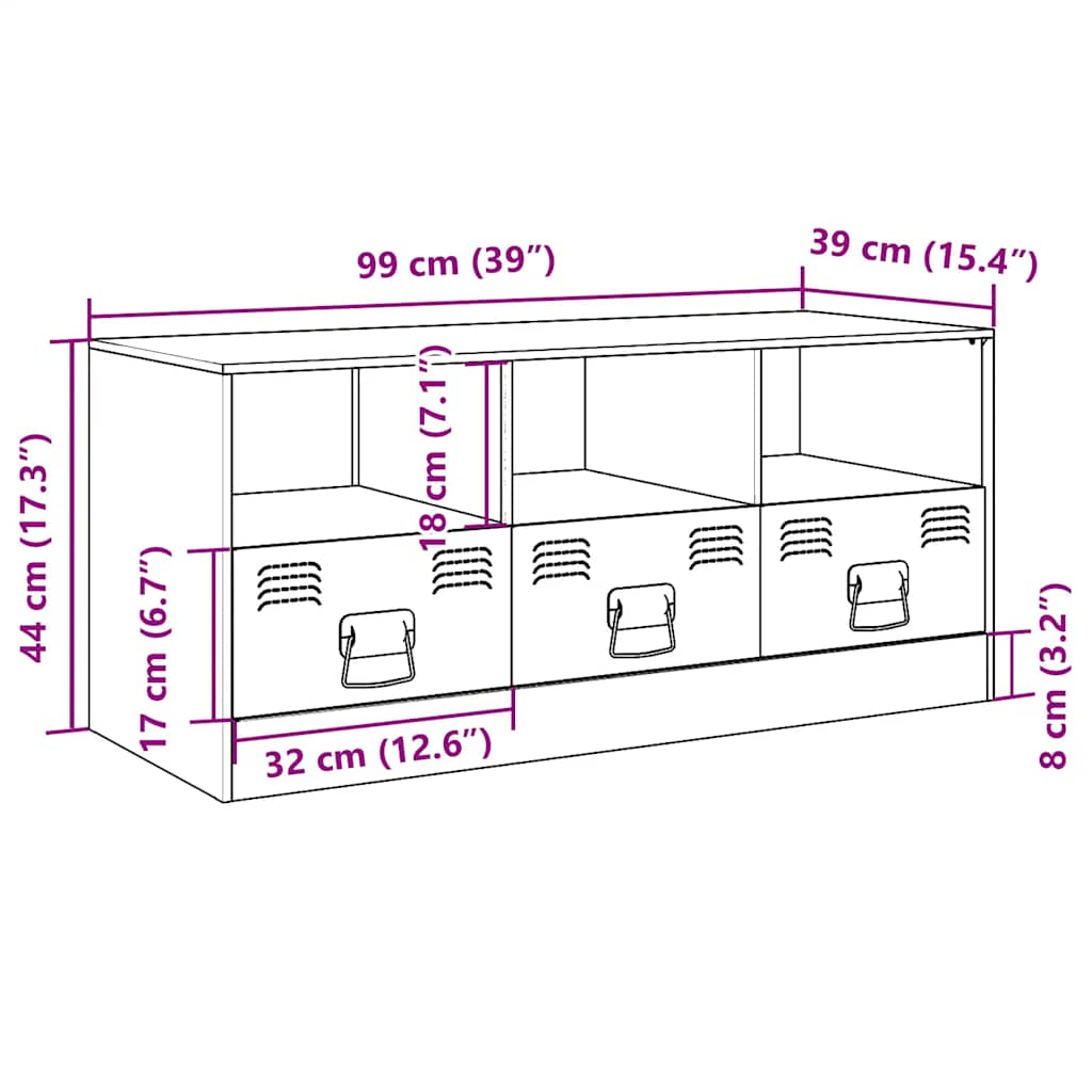 vidaXL Έπιπλο Τηλεόρασης Ανθρακί 99x39x44 εκ. από Χάλυβα