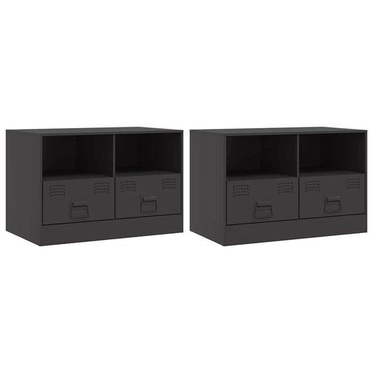 vidaXL Έπιπλα Τηλεόρασης 2 τεμ. Μαύρο 67 x 39 x 44 εκ. από Χάλυβα