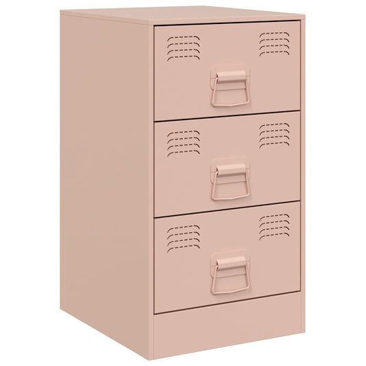 vidaXL Κομοδίνο Ροζ 34,5x39x62 εκ. από Χάλυβα