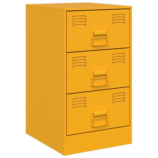 vidaXL Κομοδίνο Μουσταρδί 34,5 x 39 x 62 εκ. από Χάλυβα