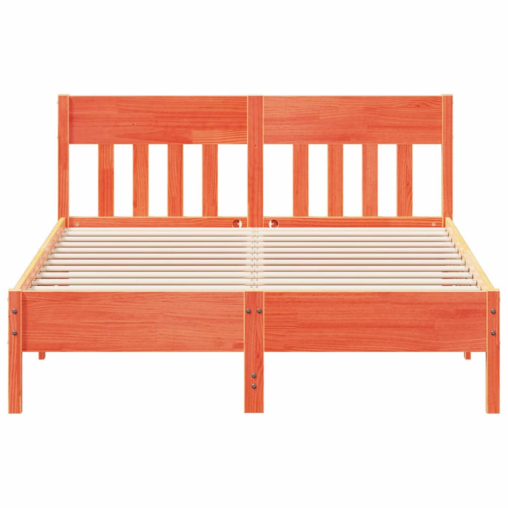vidaXL Σκελετός Κρεβ. Χωρίς Στρώμα Καφέ Κεριού 135x190 εκ Μασίφ Πεύκο