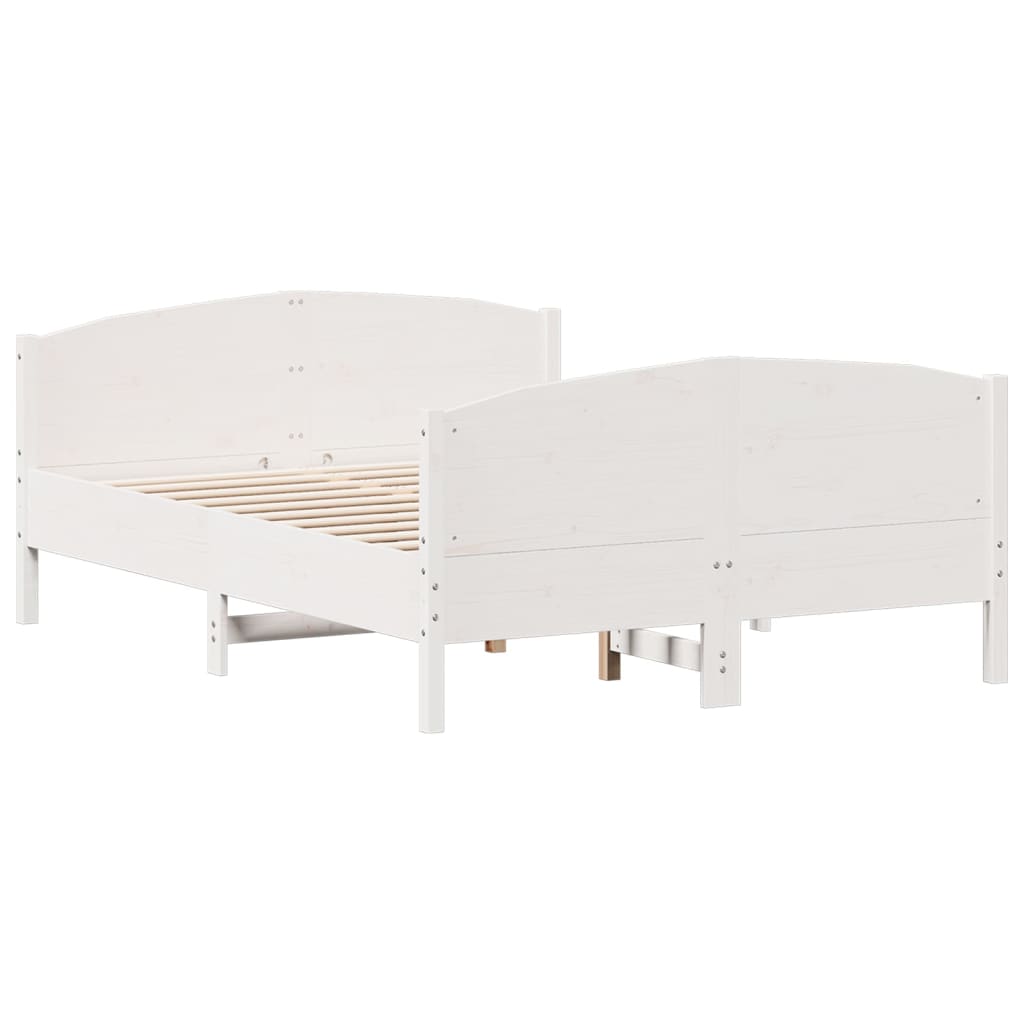 vidaXL Σκελετός Κρεβ. Χωρίς Στρώμα Λευκό 135x190 εκ Μασίφ Πεύκο
