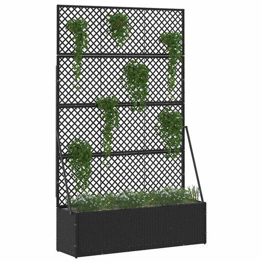vidaXL Γλάστρα με πέργκολα κήπου Μαύρο 105 x 30 x 170 εκ Μέταλλο