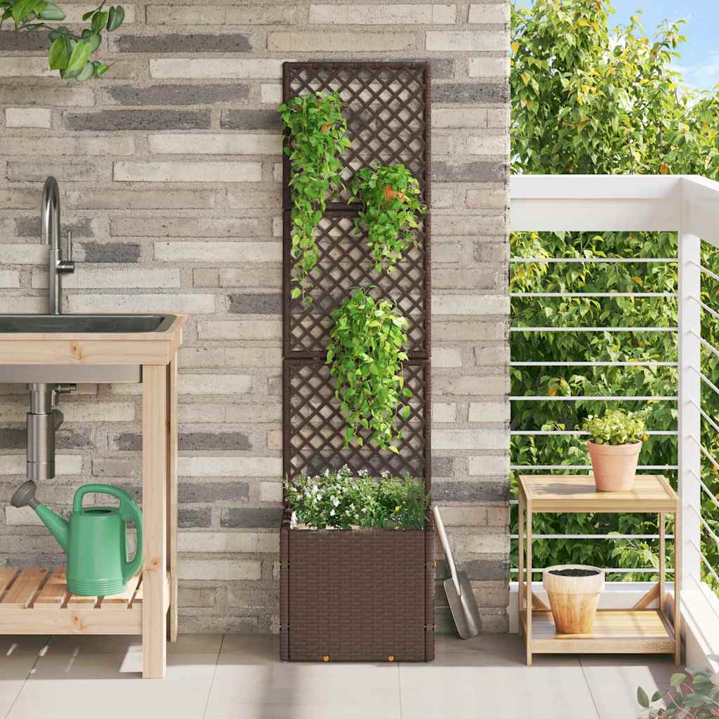 vidaXL Γλάστρα Καφέ 35 x 30 x 135 εκ. Μέταλλο