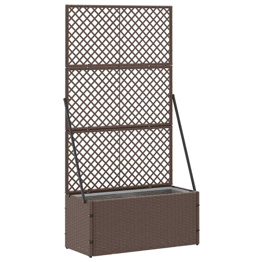 vidaXL Γλάστρα με πέργκολα κήπου Καφέ 70 x 30 x 135 cm Μέταλλο