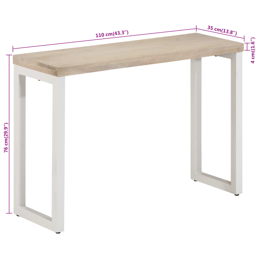 vidaXL Τραπέζι Κονσόλα Καφέ 110x35x76 εκ. από Μασίφ Ξύλο Μάνγκο/Σίδερο