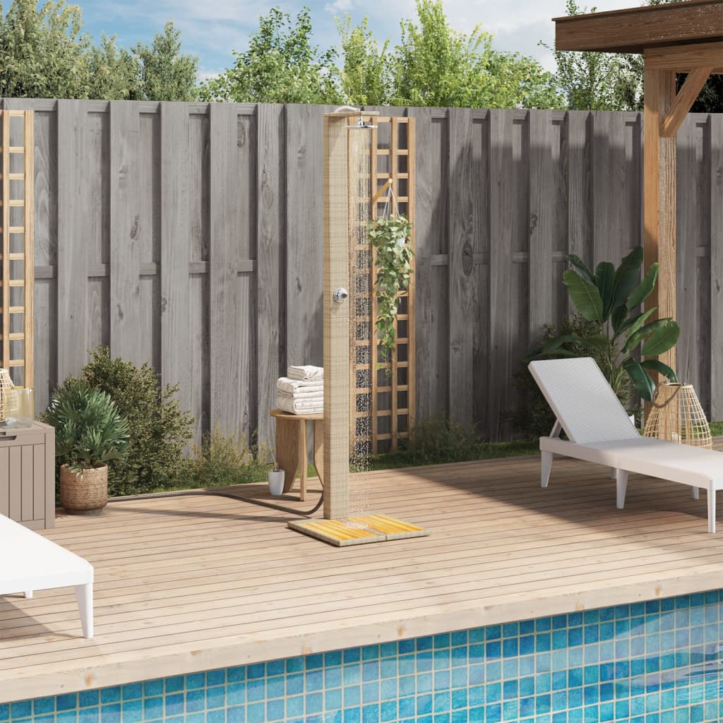 vidaXL Ντους Εξ. Χώρου Μπεζ 50x55x224 εκ. Συνθετικό Ρατάν/Ξύλο Ακακίας