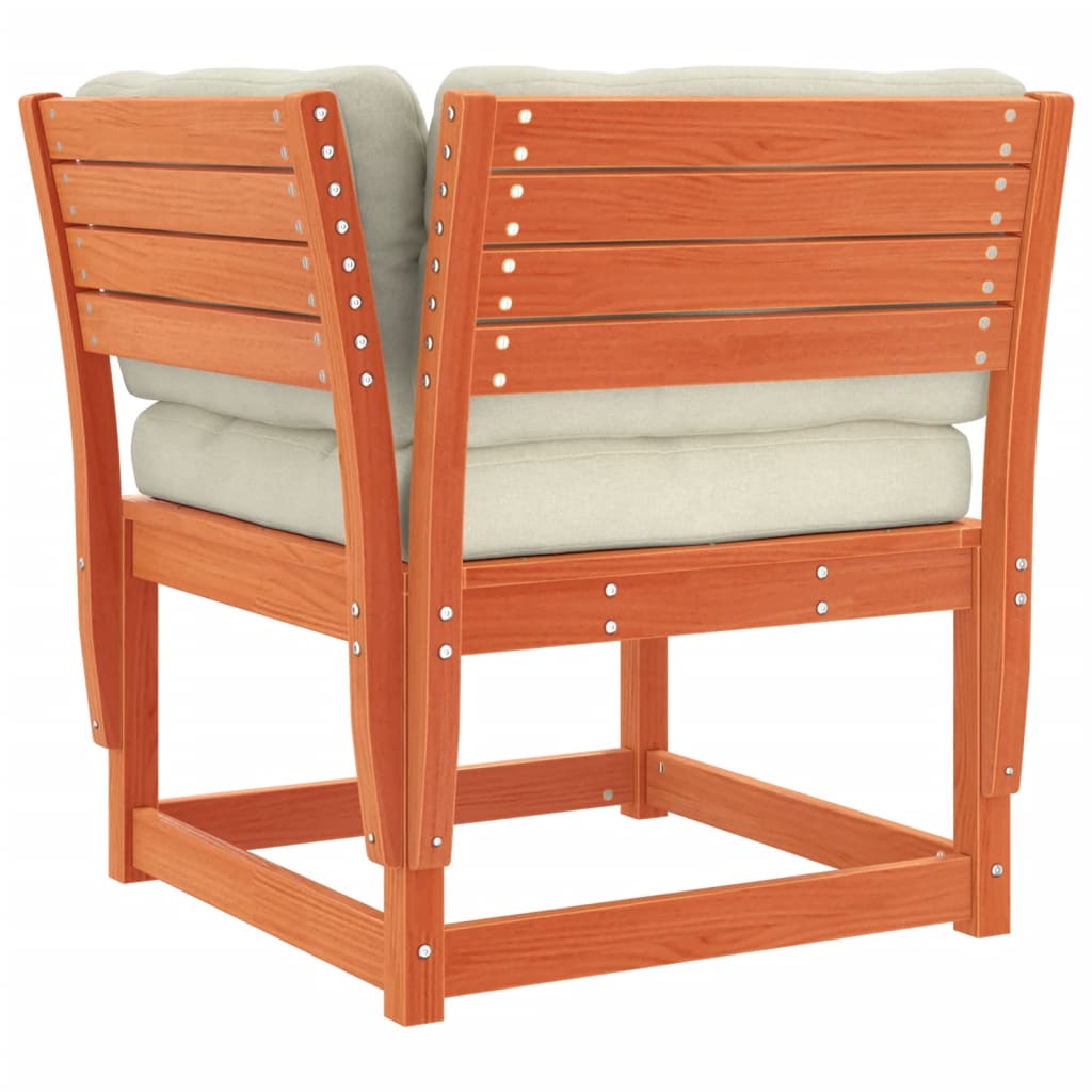 vidaXL Καναπές Κήπου Γων. Καφέ Κεριού 73x73x78εκ Μασίφ Πεύκο Μαξιλάρια