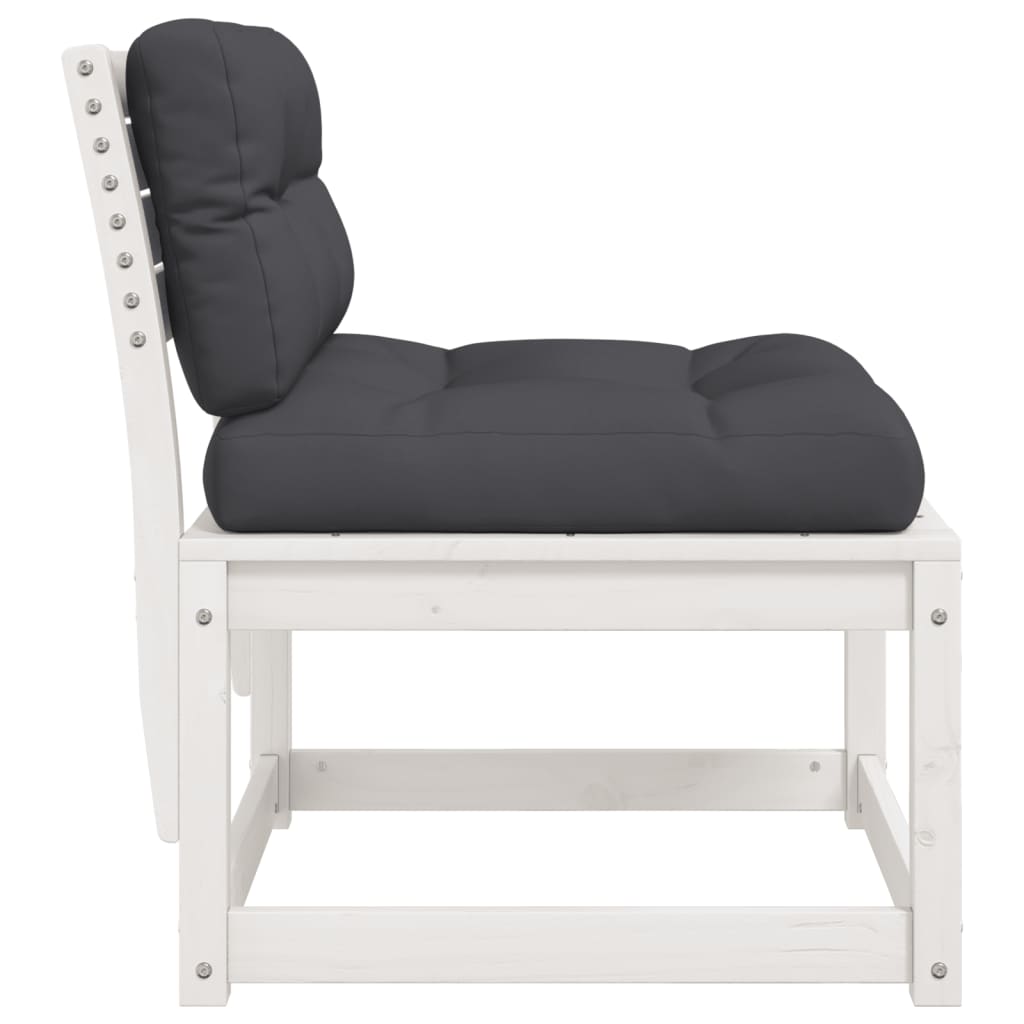 vidaXL Καναπές Κήπου Λευκός από Μασίφ Ξύλο Πεύκου με Μαξιλάρια