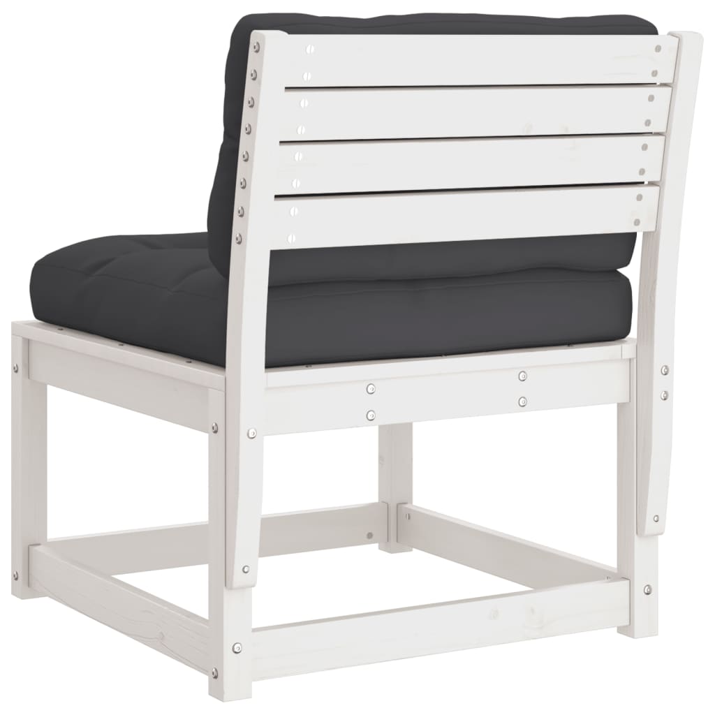 vidaXL Καναπές Κήπου Λευκός από Μασίφ Ξύλο Πεύκου με Μαξιλάρια