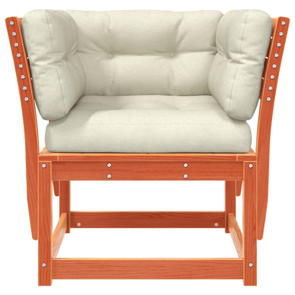 vidaXL Καναπές Κήπου με Μπράτσα Καφέ Κεριού Μασίφ Πεύκου+Μαξιλάρια