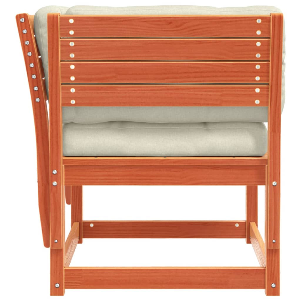 vidaXL Καναπές Κήπου με Μπράτσα Καφέ Κεριού Μασίφ Πεύκου+Μαξιλάρια