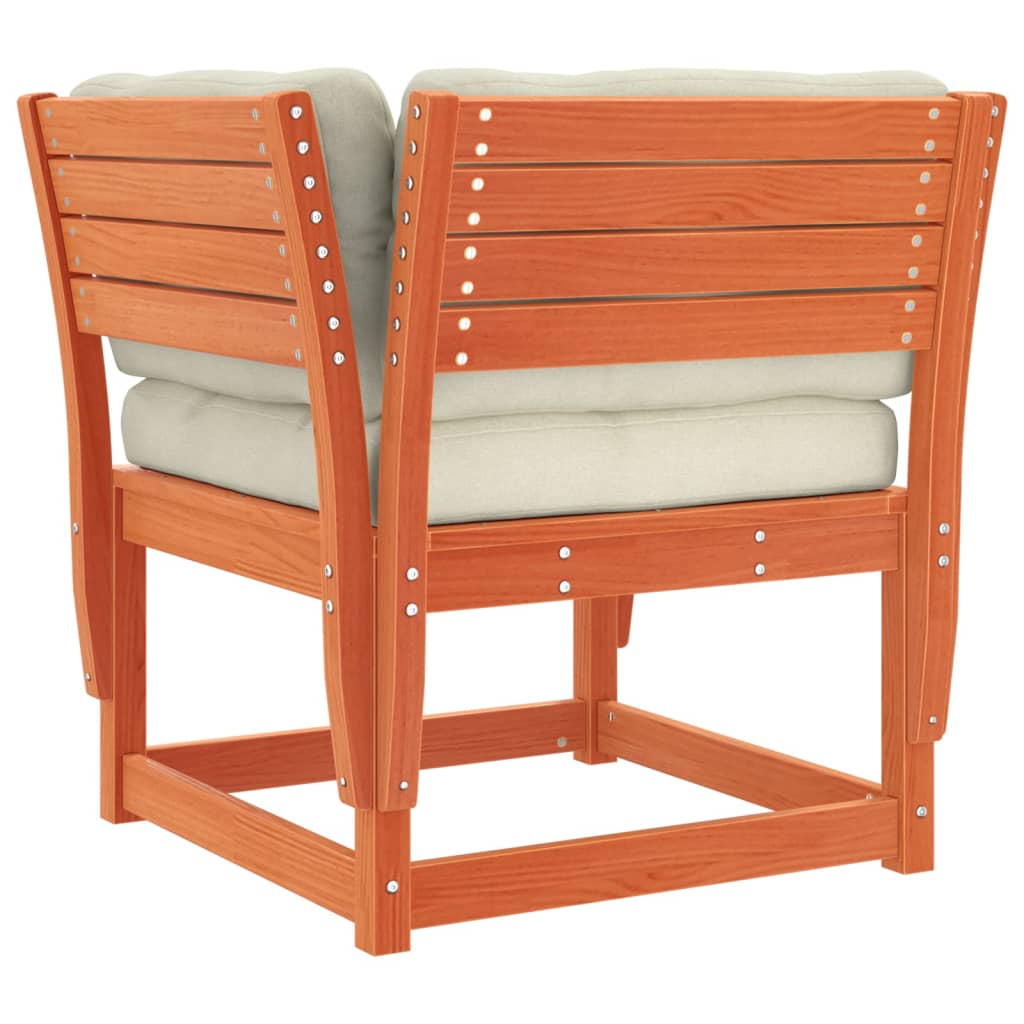 vidaXL Καναπές Κήπου με Μπράτσα Καφέ Κεριού Μασίφ Πεύκου+Μαξιλάρια