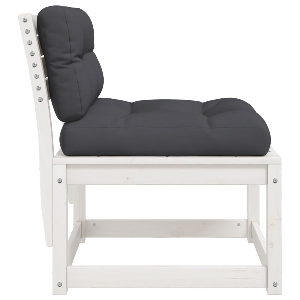 vidaXL Καναπέδες Κήπου 2 τεμ. Λευκοί Μασίφ Ξύλο Πεύκου με Μαξιλάρια