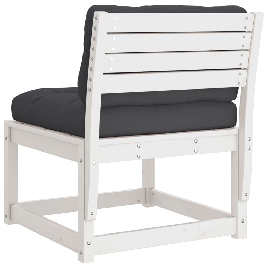 vidaXL Καναπέδες Κήπου 2 τεμ. Λευκοί Μασίφ Ξύλο Πεύκου με Μαξιλάρια