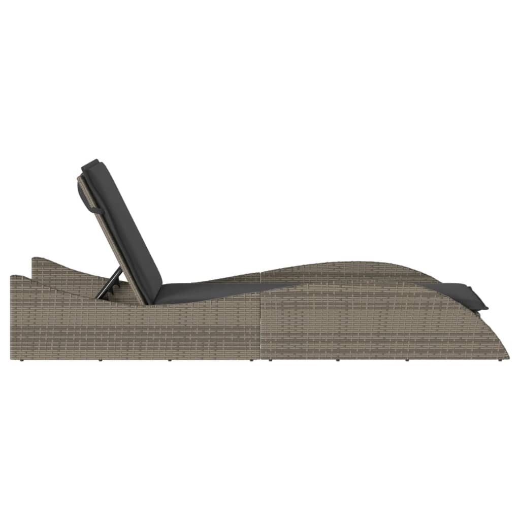 vidaXL Ξαπλώστρα Γκρι 60x205x73 εκ. από Συνθετικό Ρατάν με Μαξιλάρι