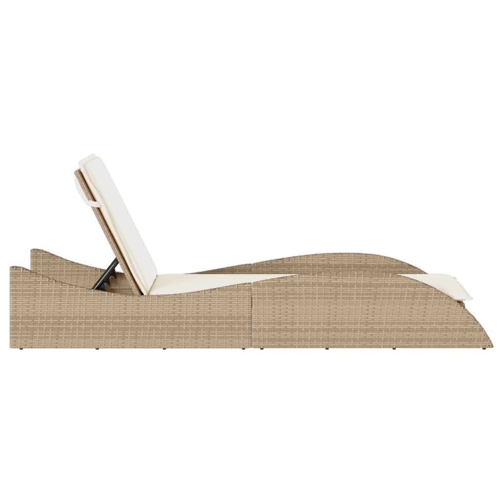 vidaXL Ξαπλώστρα Μπεζ 60x205x73 εκ. από Συνθετικό Ρατάν με Μαξιλάρι