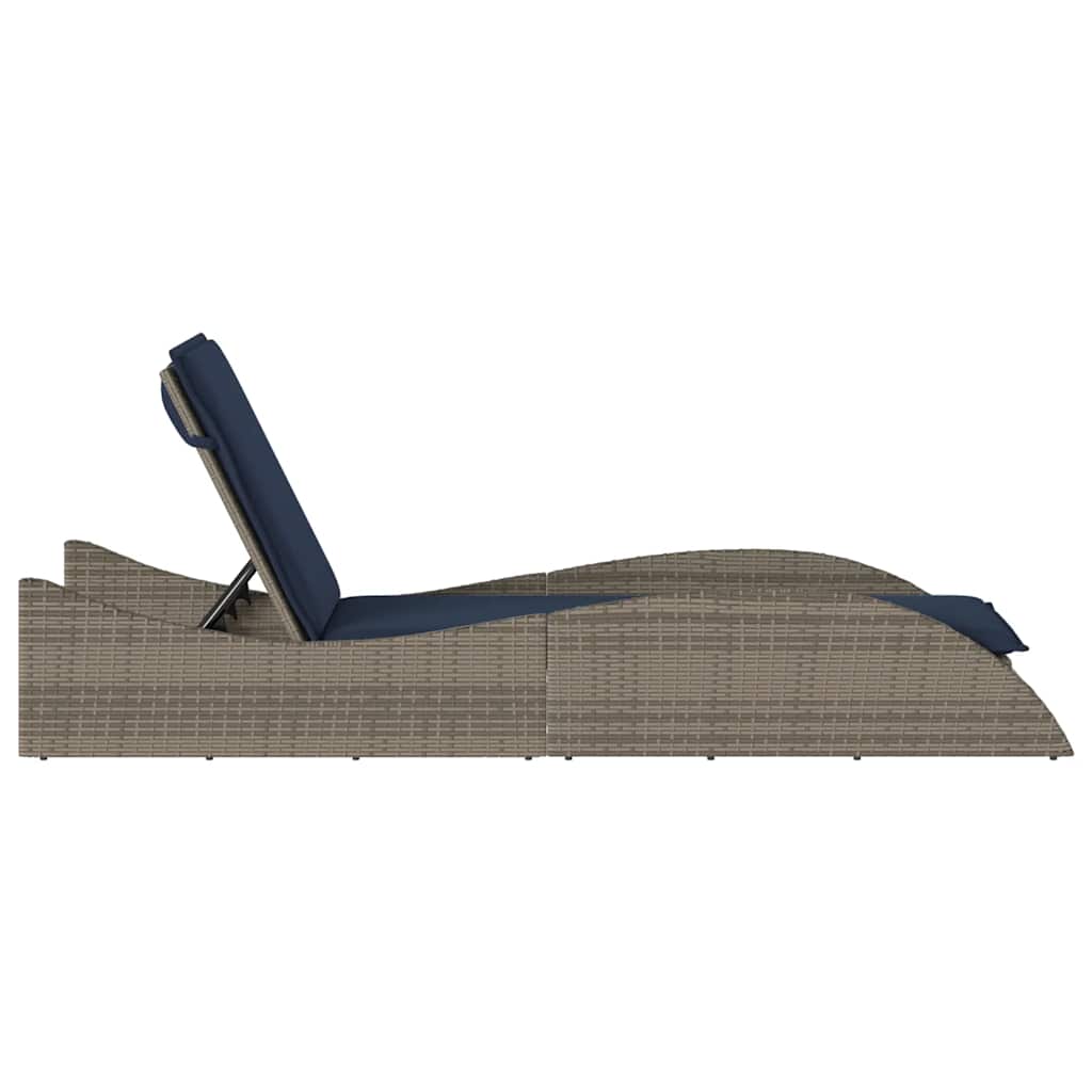 vidaXL Ξαπλώστρα με Μαξιλάρι Γκρι 60 x 205 x 73 εκ. από Συνθετικό Ρατάν