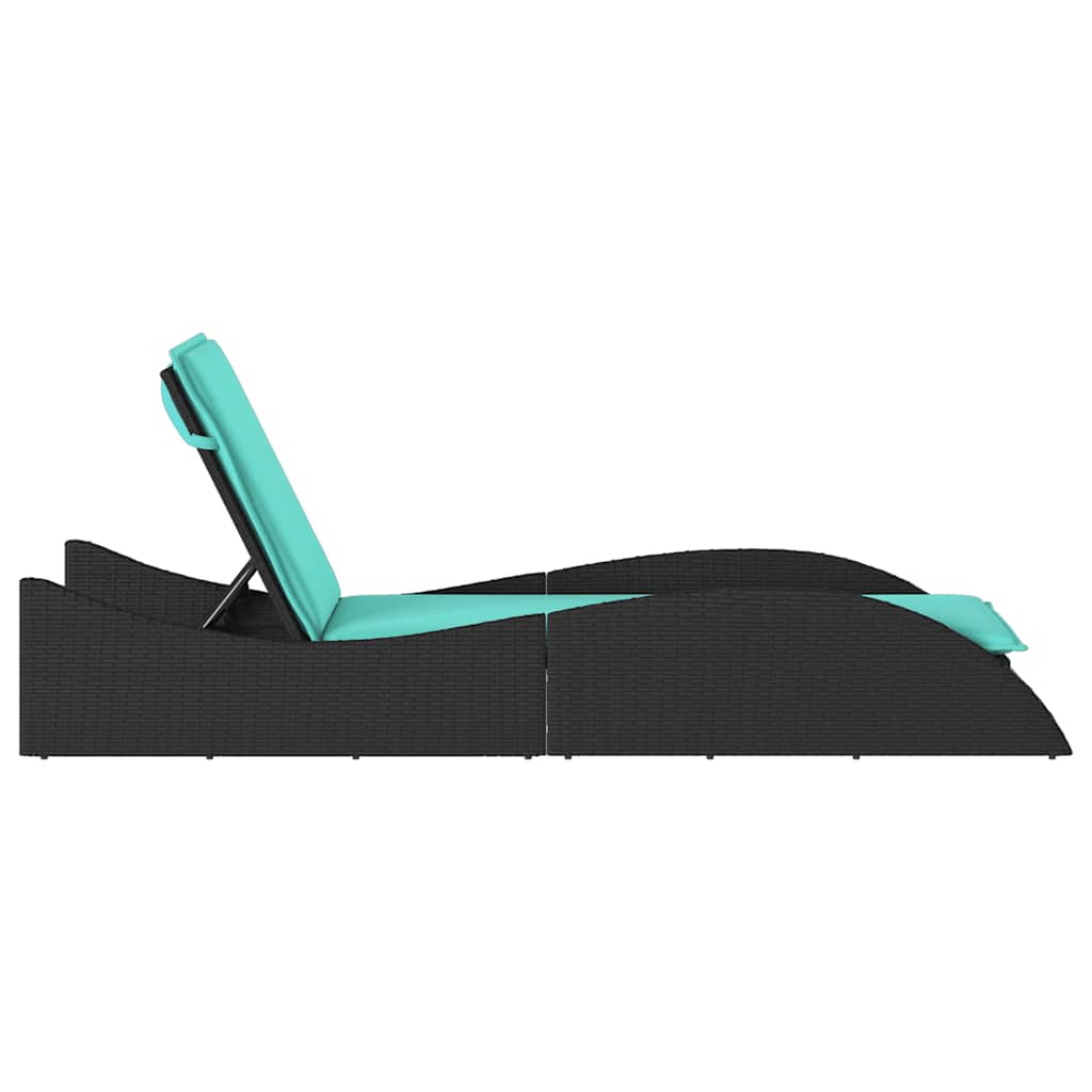 vidaXL Ξαπλώστρα με Μαξιλάρι Μαύρη 60 x 205 x 73 εκ. από Συνθετικό Ρατάν