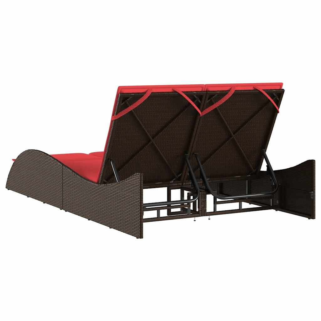 vidaXL Ξαπλώστρα με Μαξιλάρια Καφέ 114 x 205 x 73 εκ. από Συνθετικό Ρατάν