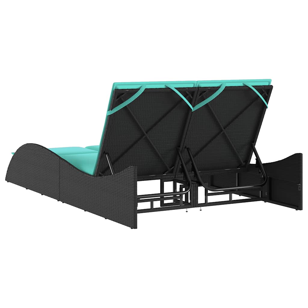 vidaXL Ξαπλώστρα με Μαξιλάρια Μαύρη 114 x 205 x 73 εκ. από Συνθετικό Ρατάν