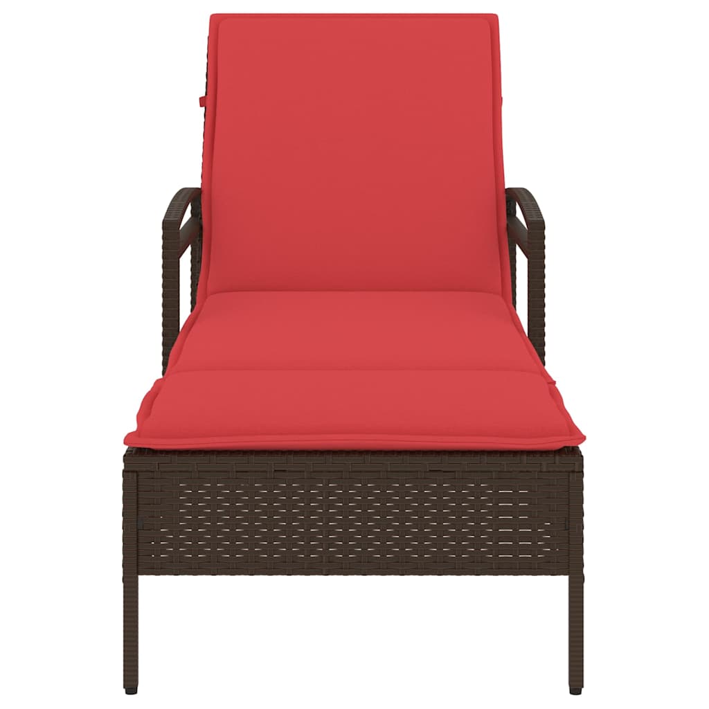 vidaXL Ξαπλώστρα με Μαξιλάρι Καφέ 63x200x81 εκ. από Συνθετικό Ρατάν (μόνο για τις ΗΠΑ)