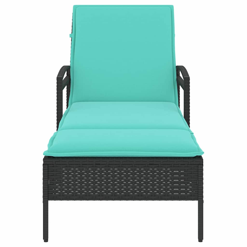 vidaXL Ξαπλώστρα με Μαξιλάρι Μαύρη 63x200x81 εκ. από Συνθετικό Ρατάν (μόνο για τις ΗΠΑ)