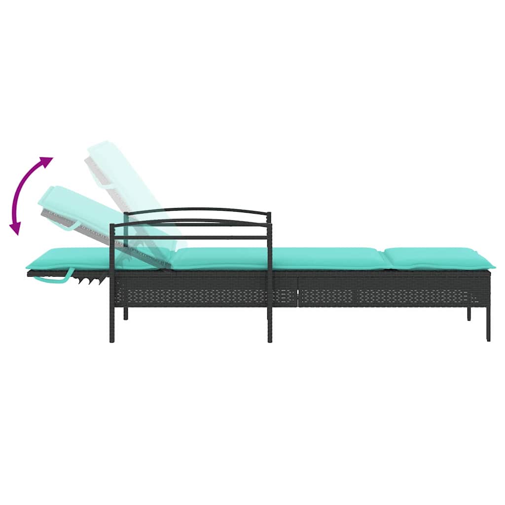 vidaXL Ξαπλώστρα με Μαξιλάρι Μαύρη 63x200x81 εκ. από Συνθετικό Ρατάν (μόνο για τις ΗΠΑ)