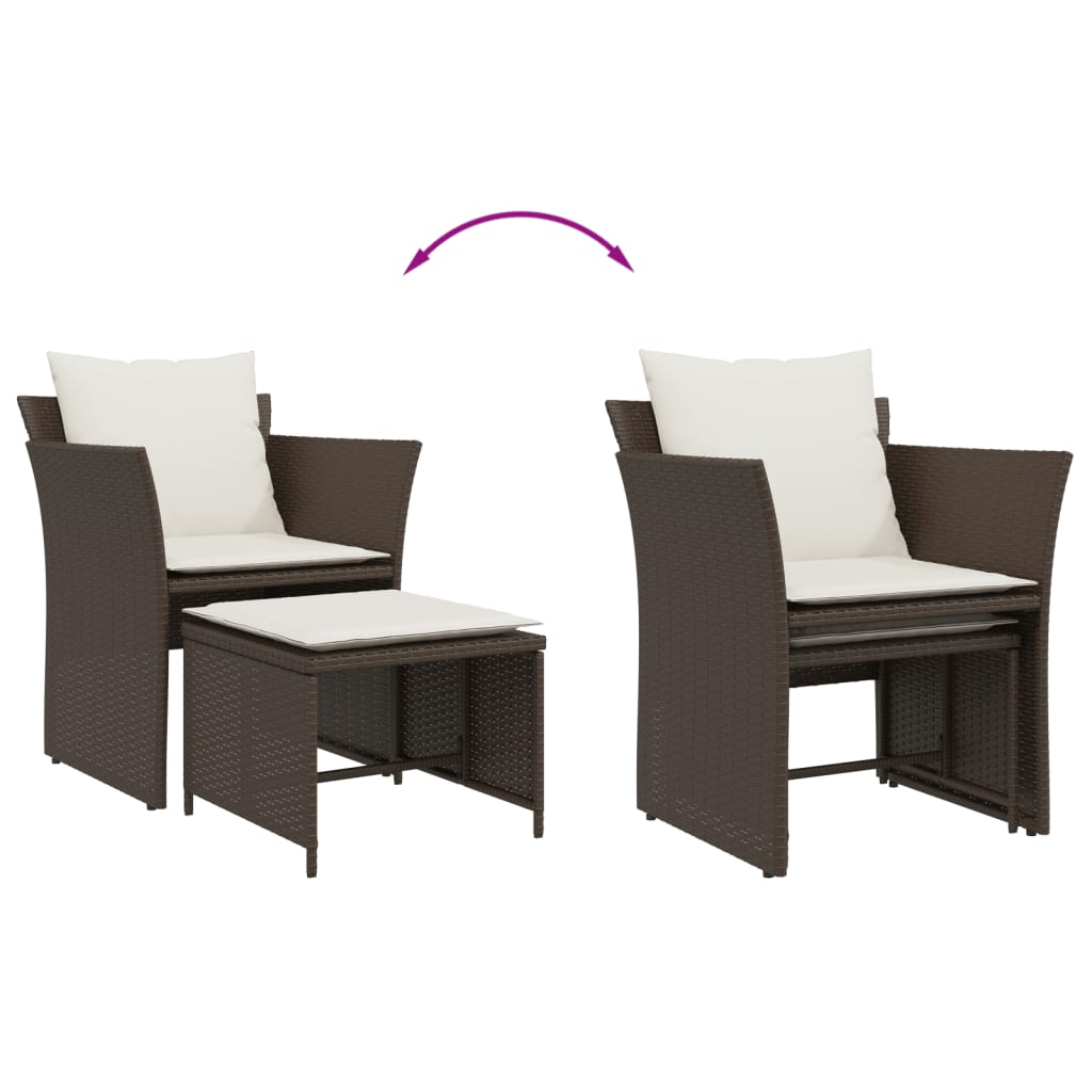 vidaXL Καρέκλα Κήπου Καφέ από Συνθετικό Ρατάν με Υποπόδιο