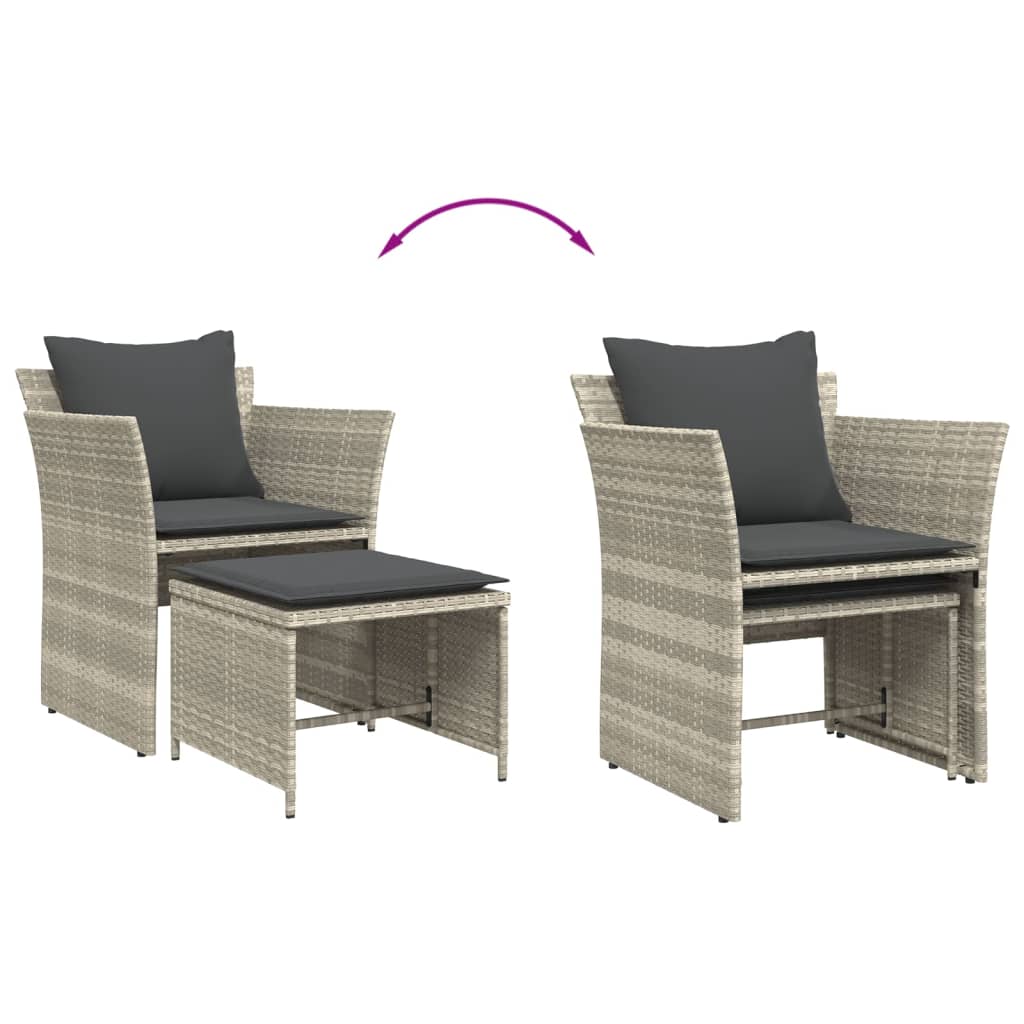 vidaXL Καρέκλα Κήπου Ανοιχτό Γκρι από Συνθετικό Ρατάν με Υποπόδιο